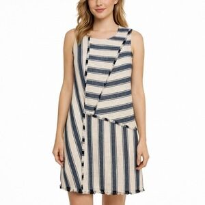NWT TESS GIBERSON Linen and Cotton Blend Striped Shift Dress. Size 0
